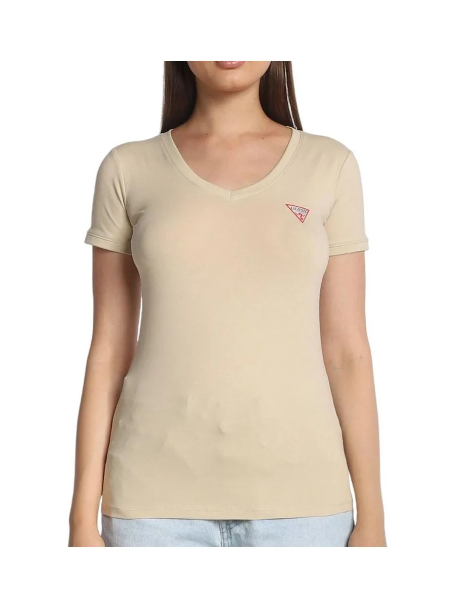 T-shirt Beige Femme Guess Mini Triangle 2