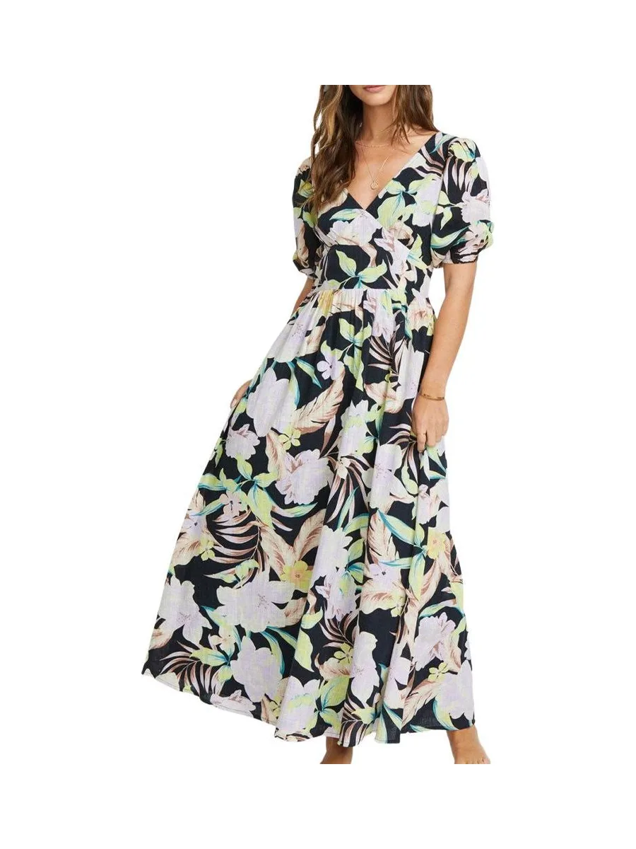Robe Noir à Fleurs Femme Billabong Tropical Escape 2