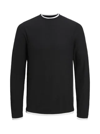 Pull Noir Garçon Jack & Jones Twinn Knit Neck 2
