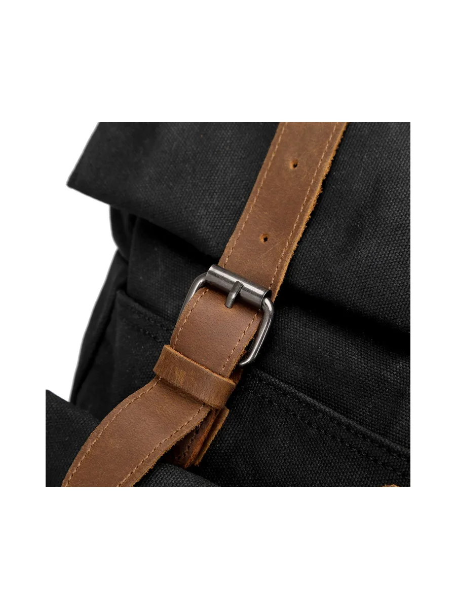 JACK - Sac à dos en cuir véritable et toile enduite - Bleu 31