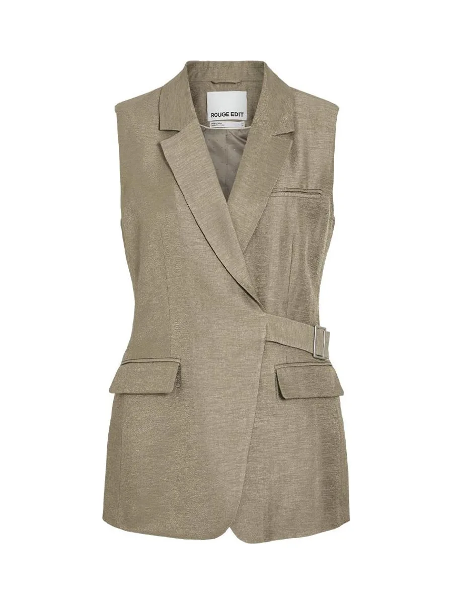 Veste Sans manche Marron Femme Vila Roujuliet Waistcoat 4