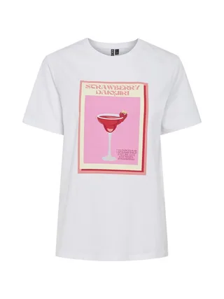 T-Shirt Blanc/Rose Femme Pieces Tess 1
