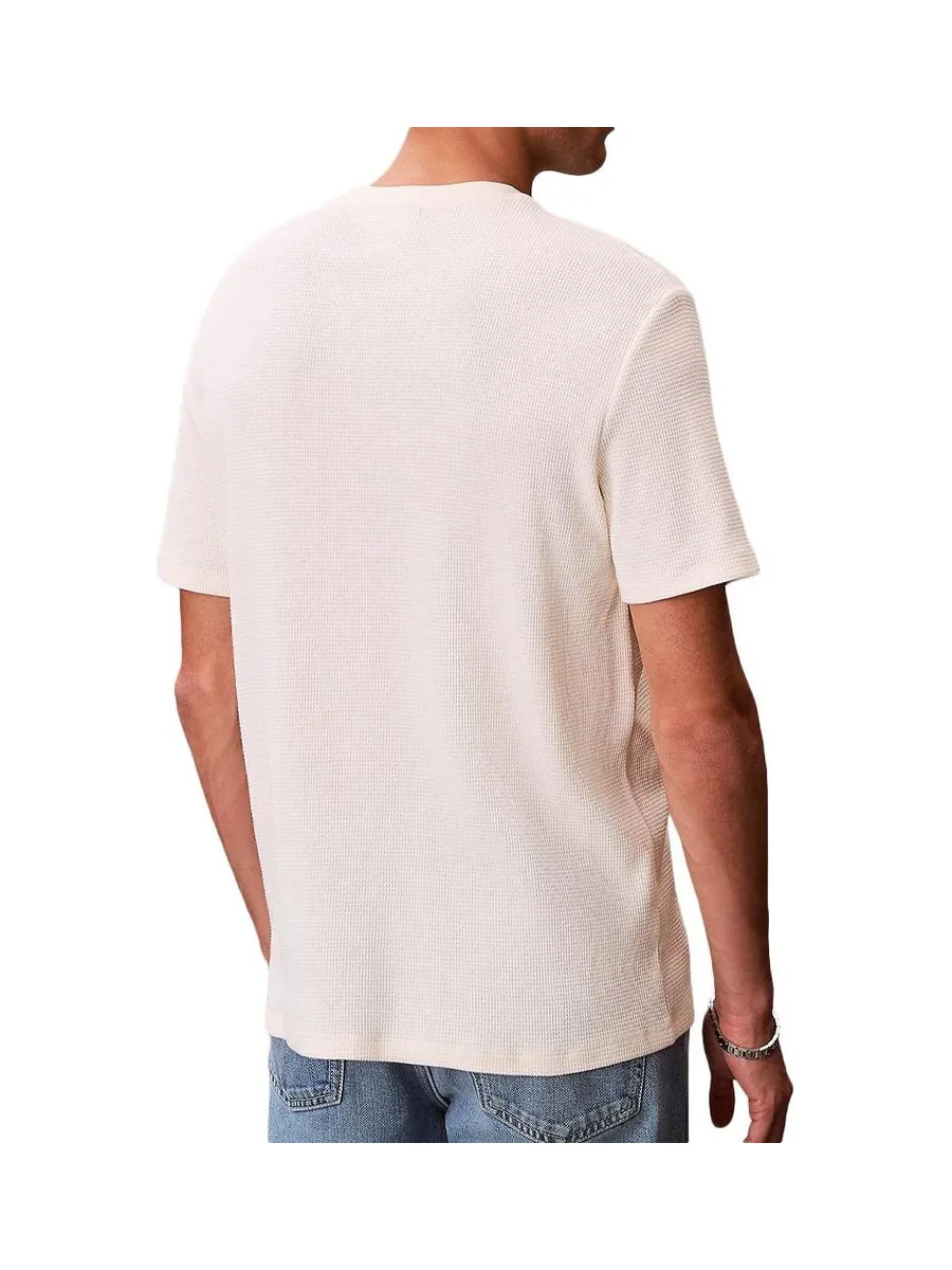 T-Shirt Beige Homme Calvin Klein Jeans Waffle Badge 3