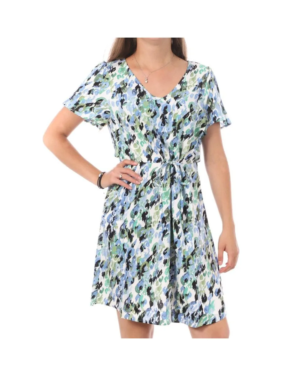 Robe Blanche/Bleu à Motifs Femme Vero Moda Easy 1