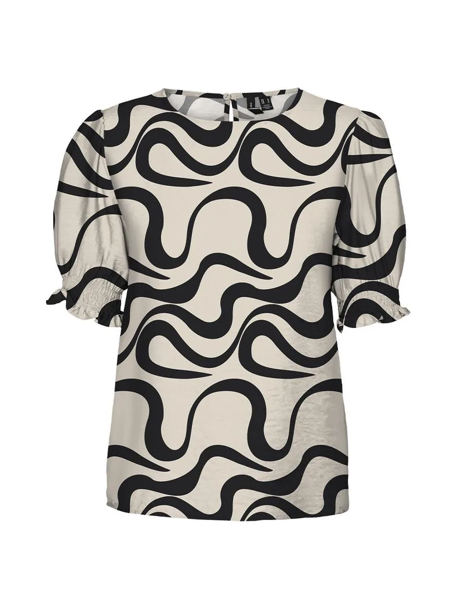T-Shirt Beige/Noir Femme Vero Moda Mlea 2
