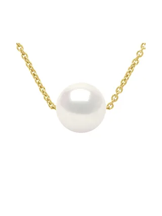 Collier Maille Forçat Véritable Perle de Culture d'Eau Douce Ronde 8-9 mm — Vermeil — 42 cm 1