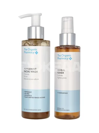 The Organic Pharmacy Hydra Cleanse Set 350ml - Peppermint Face wash 200 ml/Herbal Toner 150 ml 2