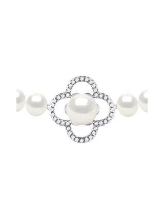 Collier Véritables Perles d'Eau Douce Semi-Rondes 6-7 mm — Argent 925 Millièmes — 45 cm 1