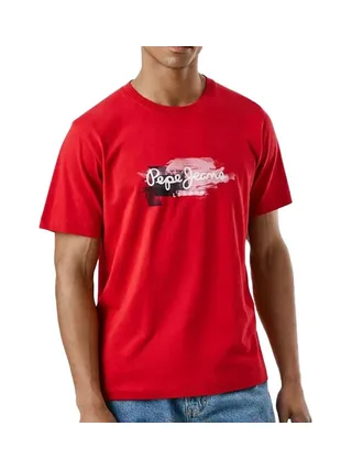 T-Shirt Rouge Homme Pepe jeans Trey 1