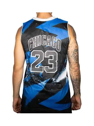 Chicago Maillot de basketball Noir/Bleu Homme Sport Zone 2