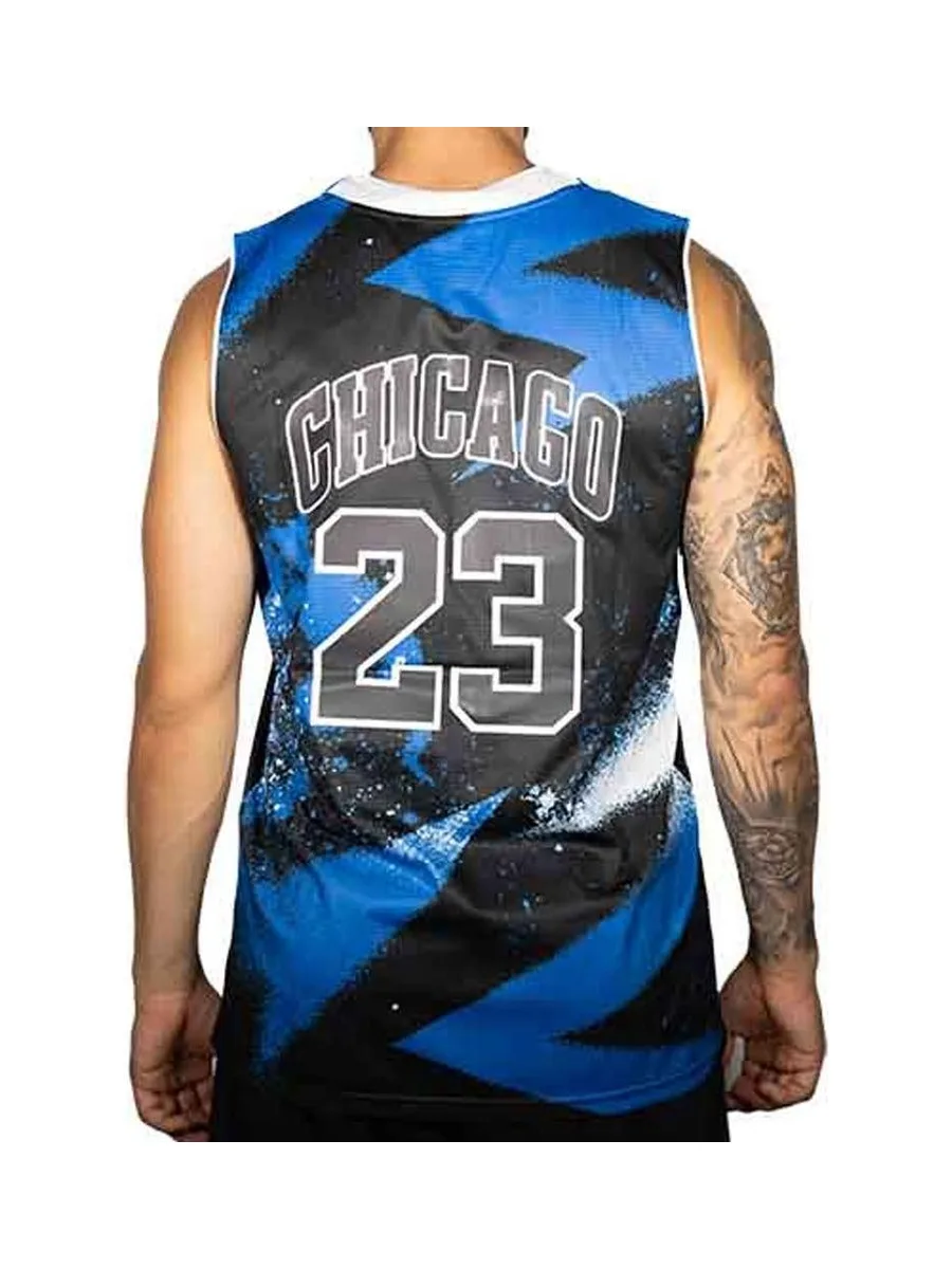 Chicago Maillot de basketball Noir/Bleu Homme Sport Zone 3