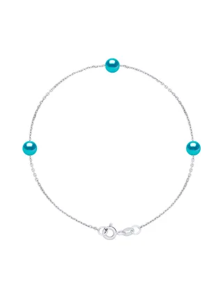 Bracelet Maille Forçat Véritables Perles d'Eau Douce 5-6 mm — Argent 925 Millièmes Rhodié — 18 cm 1