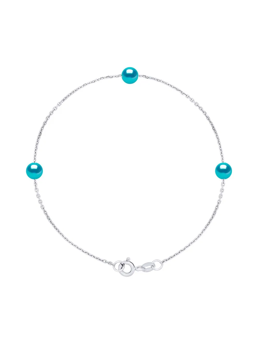 Bracelet Maille Forçat Véritables Perles d'Eau Douce 5-6 mm — Argent 925 Millièmes Rhodié — 18 cm 1