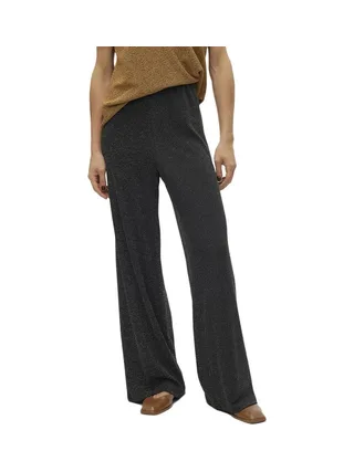 Pantalon Ample Noir/Argenté Femme Vero Moda Kanva Glitter 1