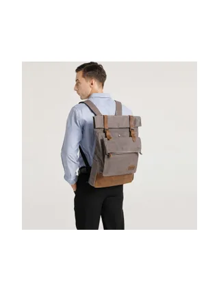 JACK - Sac à dos en cuir véritable et toile enduite - Bleu 24