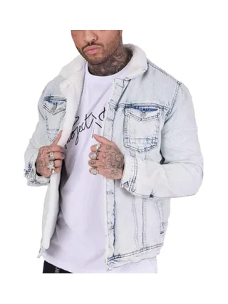 Veste en Jean Bleu Homme Project X Paris Mouton 1