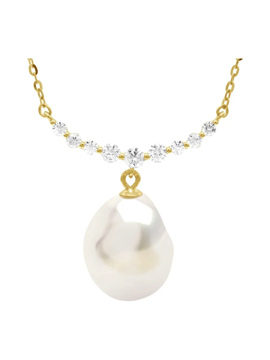Collier Maille Forçat Véritable Perle de Culture d'Eau Douce Baroque 12 mm — Vermeil — 42 cm 2