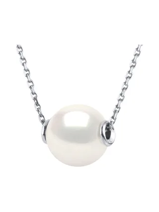 Collier Maille Forçat Véritable Perle d'Eau Douce 10-11 mm — Argent 925 Millièmes Rhodié — 42 cm 1