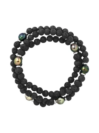 Bracelet Véritables Perles de Tahiti Cerclées 8-9 mm — Argent 925 Millièmes — 70 cm — Homme 1