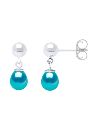 Boucles d'Oreilles Véritables Perles d'Eau Douce Poires 6-7 mm — Argent 925 Millièmes Rhodié 1