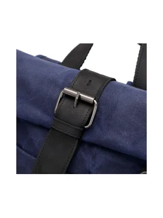 STAN - Sac à dos en cuir véritable et toile enduite - Bleu 7