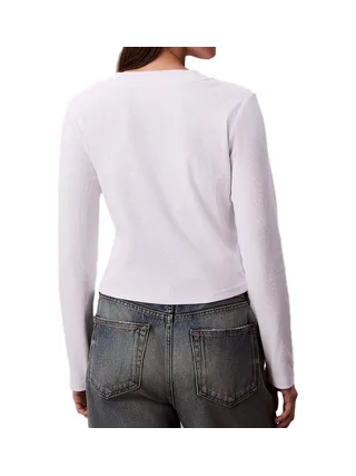 T-Shirt Manches Longues Blanc Femme Calvin Klein Jeans Baby 2