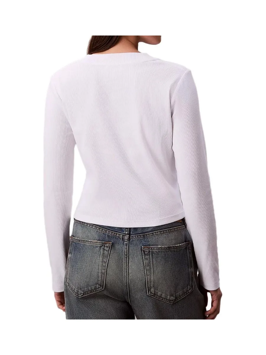 T-Shirt Manches Longues Blanc Femme Calvin Klein Jeans Baby 3