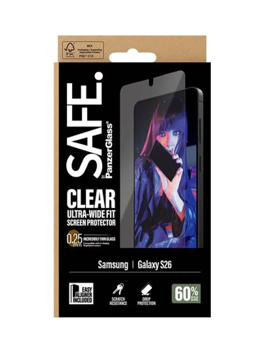 PanzerGlass SAFE. by ® Screen Protector Samsung Galaxy S26 | Ultra-Wide Fit w. EasyAligner 3