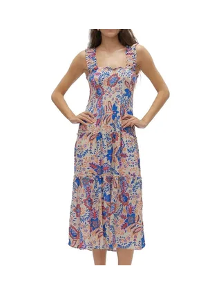 Robe Bleu/Beige/Rose Femme Vero Moda Menny 1