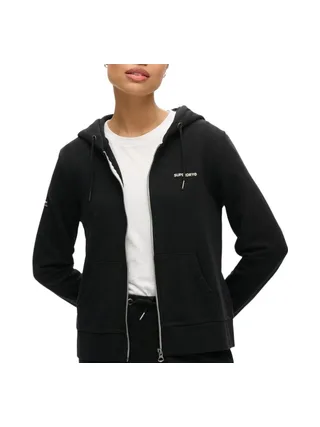 Sweat Zippée Noir Femme Superdry Plain Zip Hood 1