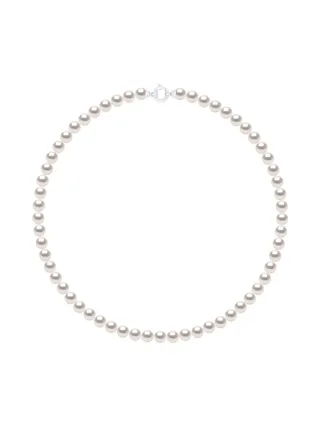Collier Véritables Perles Akoya Rondes 6-7 mm — Or Blanc 750 Millièmes — 42 cm 1