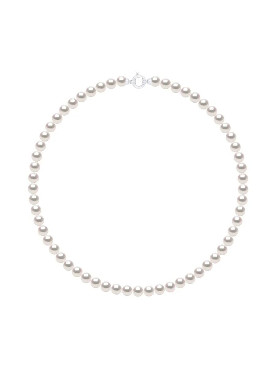 Collier Véritables Perles Akoya Rondes 6-7 mm — Or Blanc 750 Millièmes — 42 cm 1