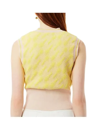 Pull Sans Manche Beige/Jaune Femme Lacoste Jacquard Graphic 2