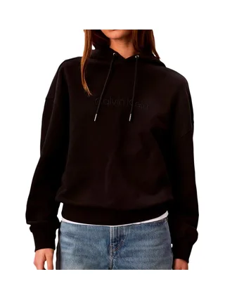 Sweat à Capuche Noir Calvin Klein Jeans French 1