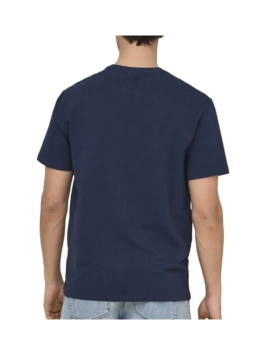 T-Shirt Marine Homme Only & Sons Onskian Life Seersucker 3