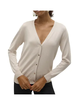 Gilet Beige Femme Vero Moda Silje V-neck Cardigan Moonbeam 1
