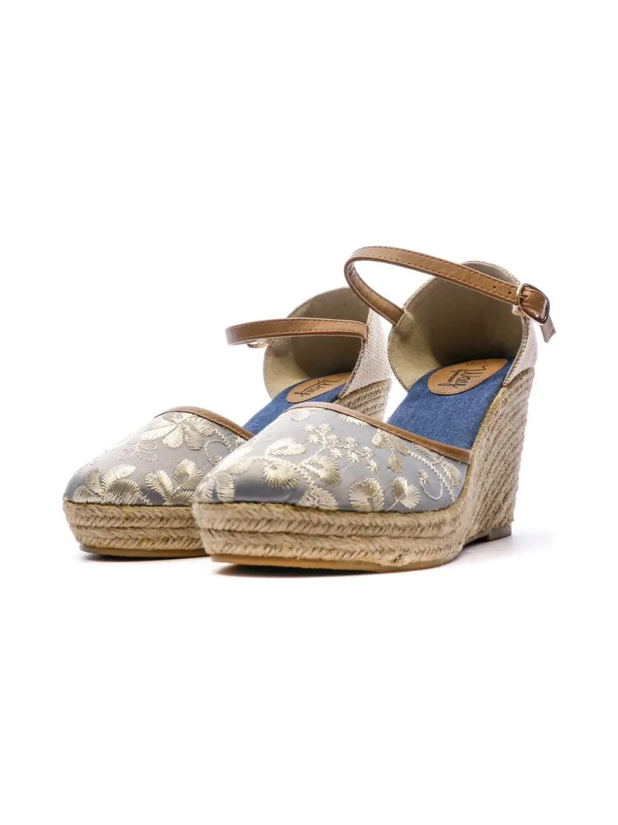Sandales Compensées Bleu/Fleurs Femme Beppi 6