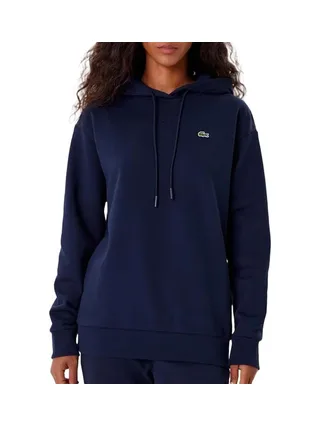Sweat à Capuche Marine Femme Lacoste polaire surdimensionné 1