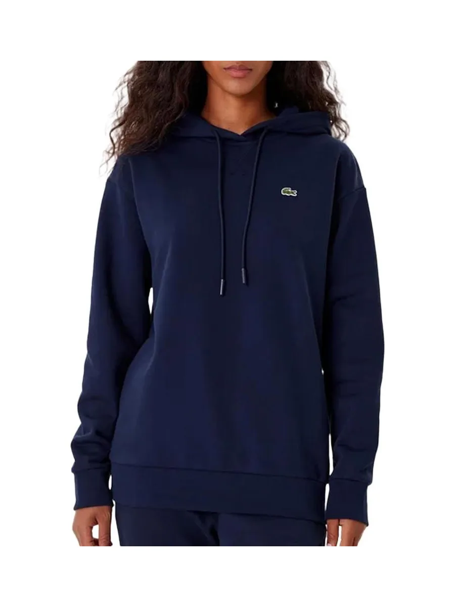 Sweat à Capuche Marine Femme Lacoste polaire surdimensionné 1