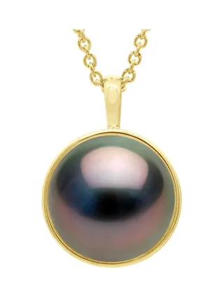 Pendentif Bélière Véritable Perle de Tahiti Ronde 10-11 mm — Or Jaune 375 Millièmes 1
