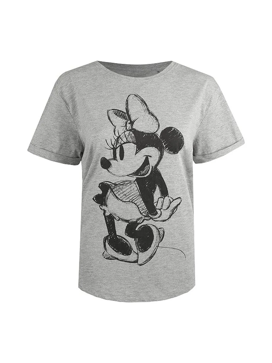 T-Shirt Gris Femme Disney Minnie Sketch 3