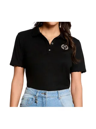 Polo Noir Femme Morgan Broderie 1