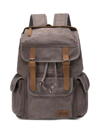 BILL - Sac à dos en cuir véritable et toile enduite - Bleu 18