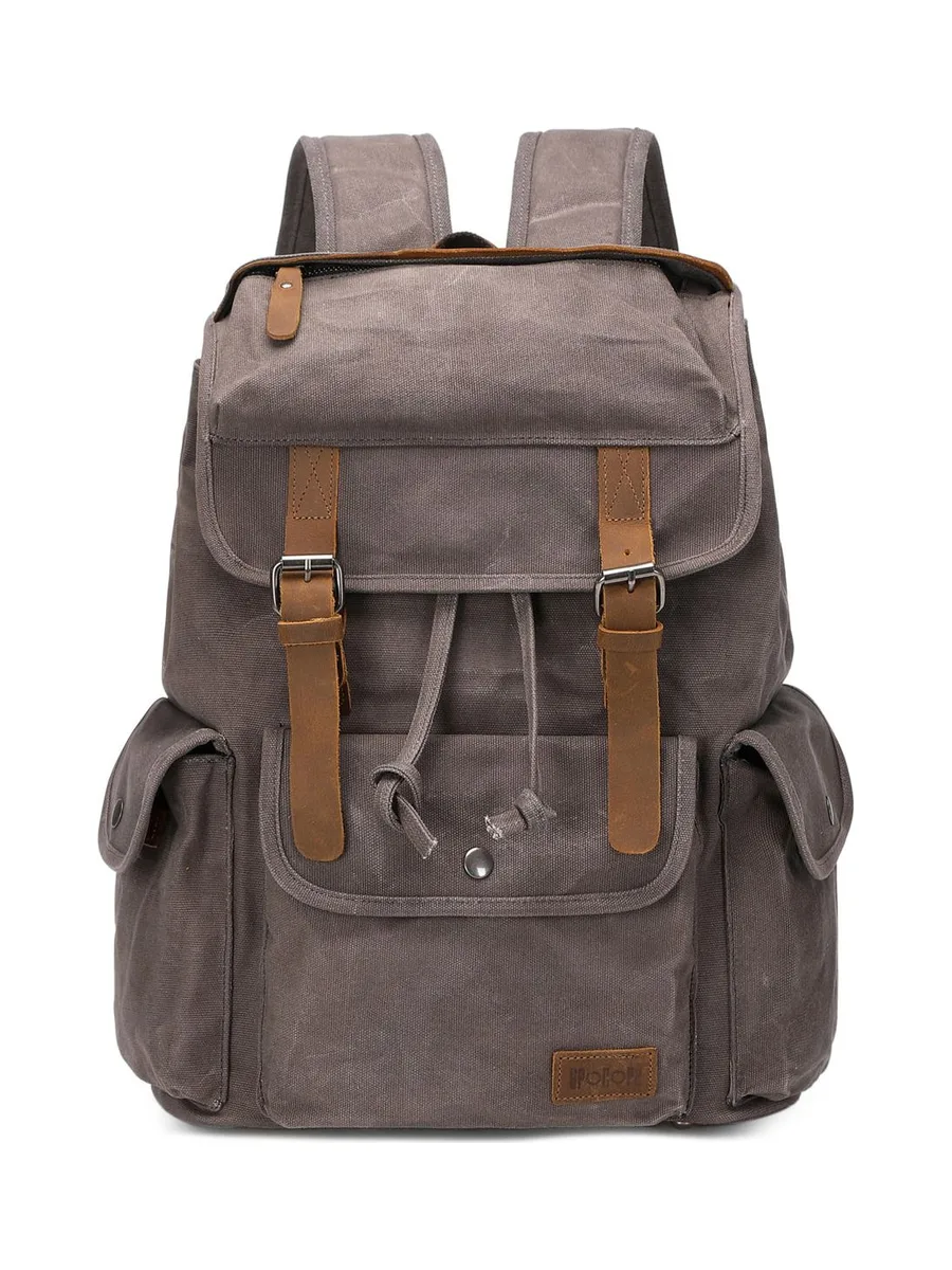 BILL - Sac à dos en cuir véritable et toile enduite - Bleu 51