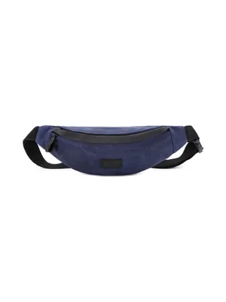 FLO - Sac banane en cuir véritable et toile enduite - Bleu 1