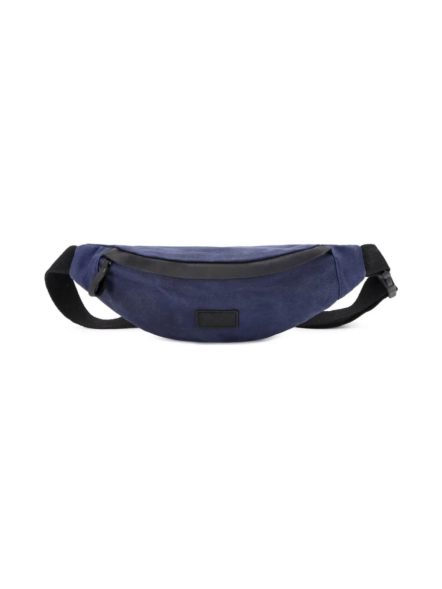 FLO - Sac banane en cuir véritable et toile enduite - Bleu 1