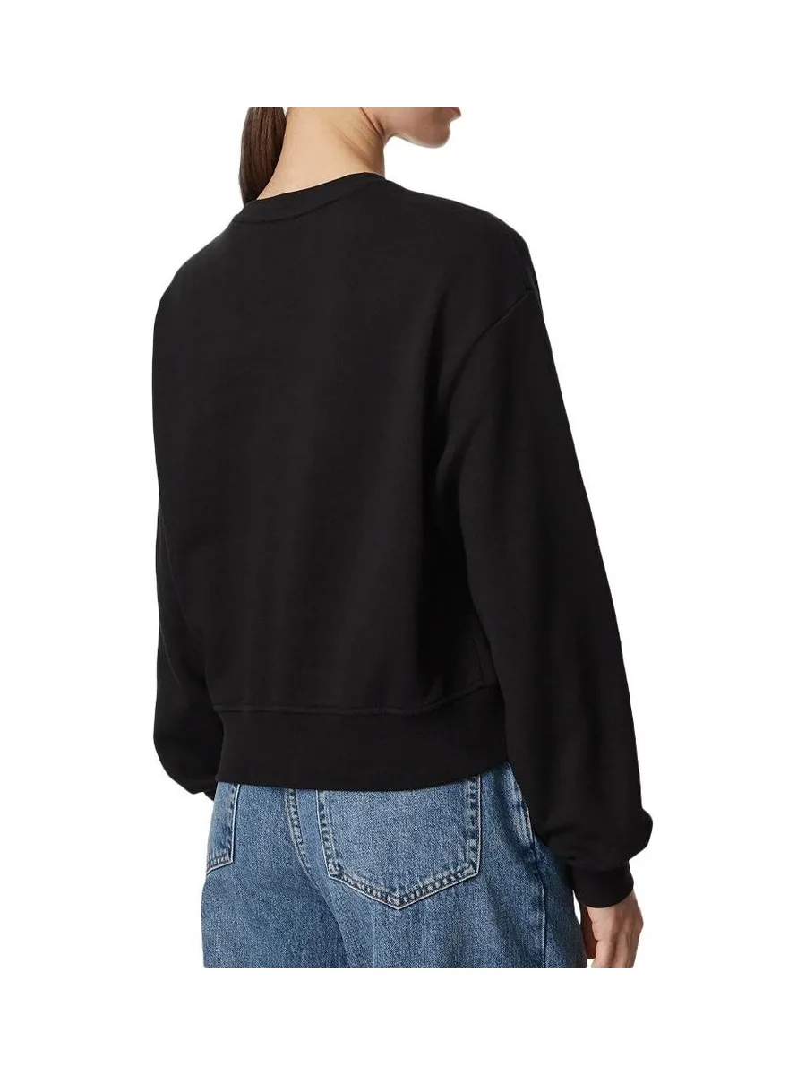 Sweat Noir Femme Calvin Klein Jeans Ls Cropped 3