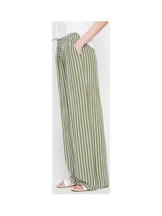 Pantalon taille haute à rayure avec cordons de serrage avec poches 5