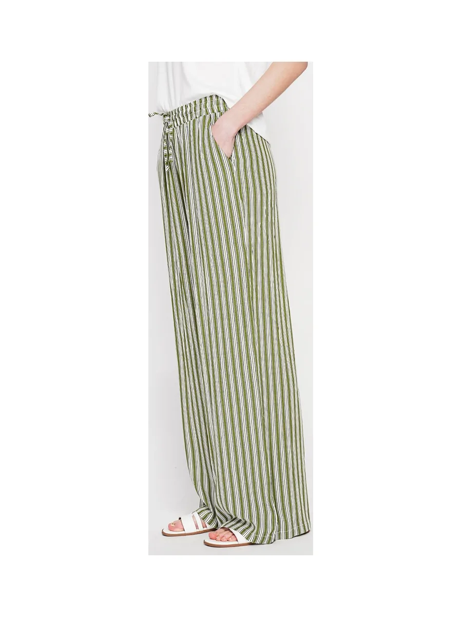 Pantalon taille haute à rayure avec cordons de serrage avec poches 13