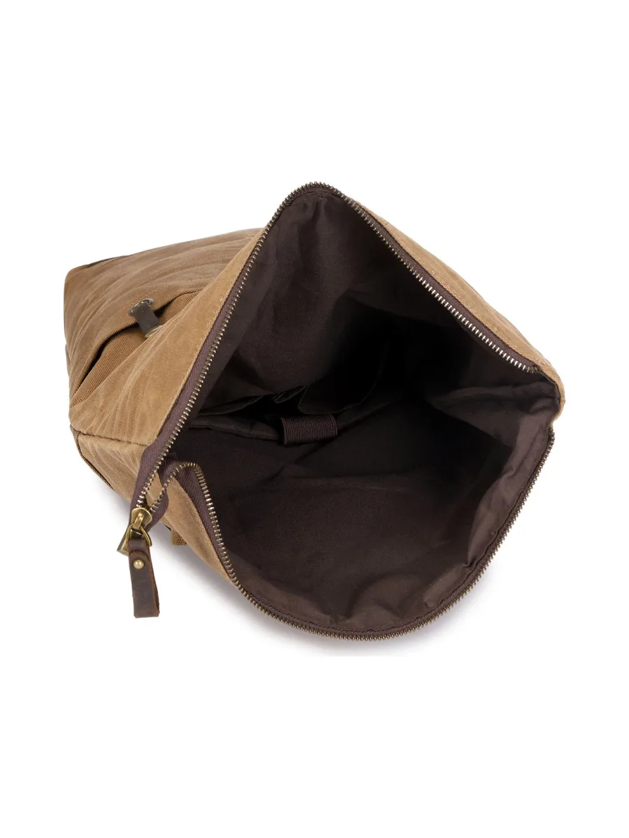 STAN - Sac à dos en cuir véritable et toile enduite - Bleu 46